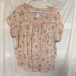 LOFT Peach Floral Blouse